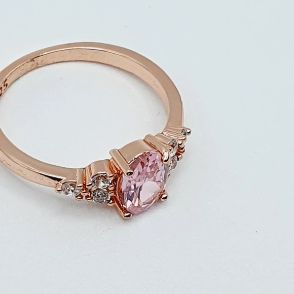 "Sweet Tiny Oval Flower Pink Rose Gold Rings for Women, VIP003 - Picture 8 of 12